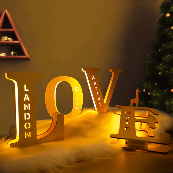 Picture of Personalized Letter Night Light for Home or Office Wall Decor - Customized Wooden Engraved Name Night Lamp in 26 Letters Style