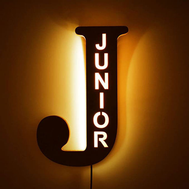 Picture of Personalized Letter Night Light for Home or Office Wall Decor - Customized Wooden Engraved Name Night Lamp in 26 Letters Style