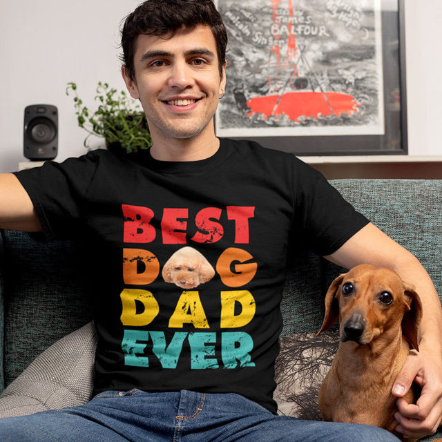 Picture of Custom Photo T-shirt -  Best Dog Dad Ever Pet Lovers Custom T-shirt