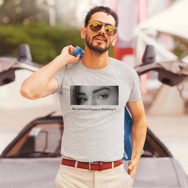 Picture of Custom Photo Short Sleeve T-shirt - Couple Matching T-Shirt for Boyfriend & Girlfriend