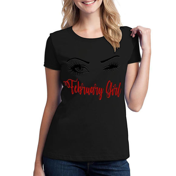 Picture of Custom Photo Short Sleeve T-shirt - Custom Comic Eyebrows Eyes Girl T-Shirts Personalized Month