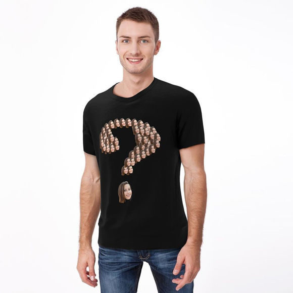 Picture of Custom Photo Short Sleeve T-shirt - Custom Funny Question Mark Repeat Face T-Shirt
