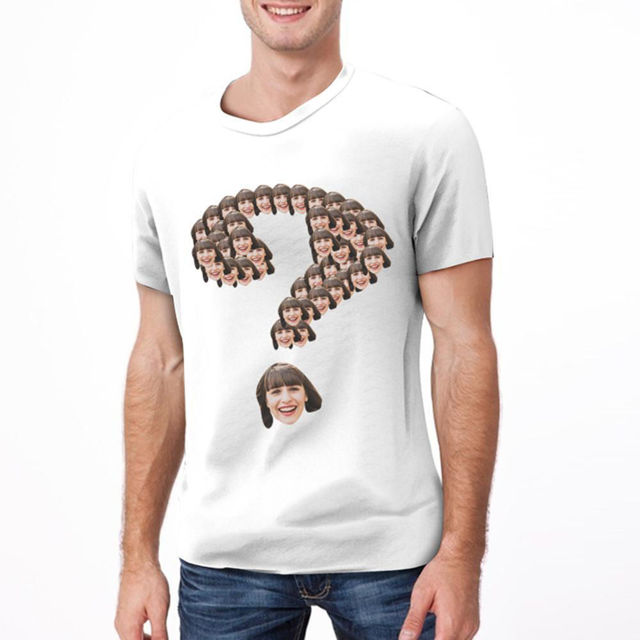 Picture of Custom Photo Short Sleeve T-shirt - Custom Funny Question Mark Repeat Face T-Shirt