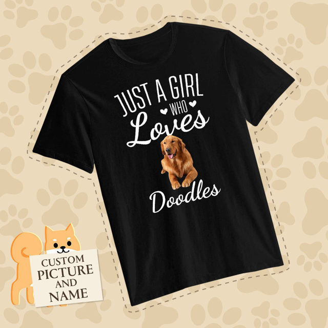 Picture of Custom Photo Short Sleeve T-shirt - Custom Pet Puppy Lovers T Shirts Personalized Pet Picture And Name