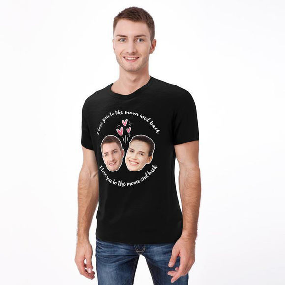 Picture of Custom Photo Short Sleeve T-shirt - Customized Couple Avatar T-shirt -  I Love You To The Moon And Back