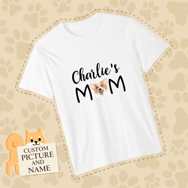 Picture of Custom Photo Short Sleeve T-shirt  - Dog Mom Women Pet Puppy Lovers T-Shirts