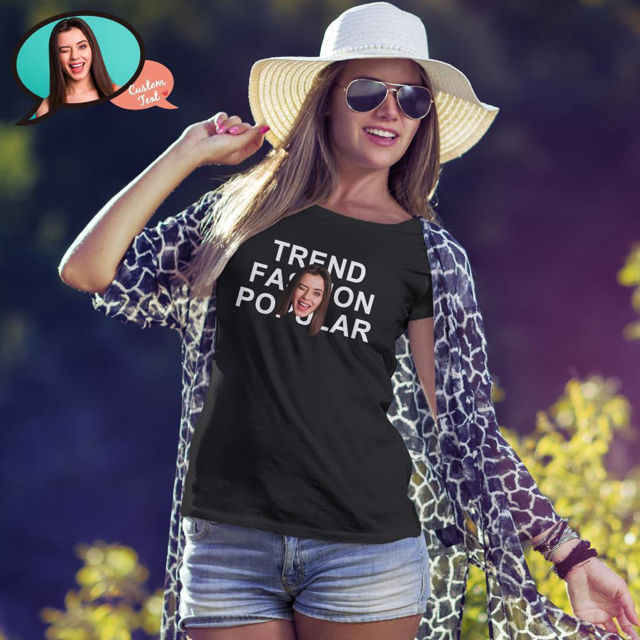 Picture of Custom Photo Short Sleeve T-shirt  - Face Funny Customize T-Shirt for Women and Men