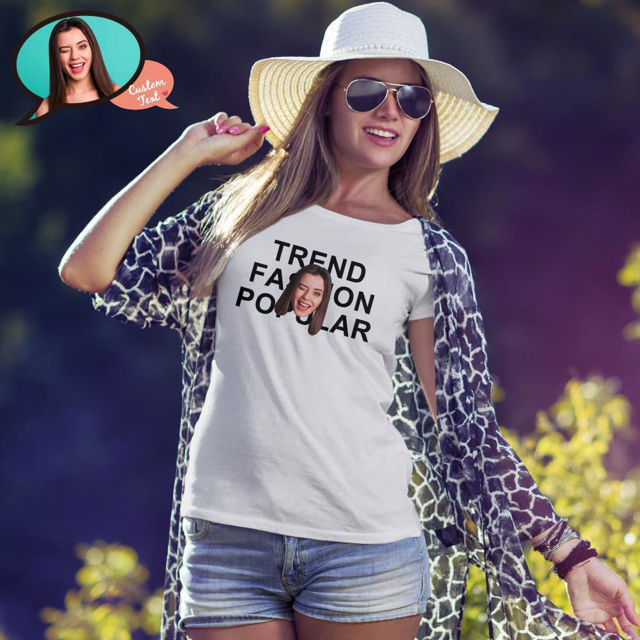 Picture of Custom Photo Short Sleeve T-shirt  - Face Funny Customize T-Shirt for Women and Men