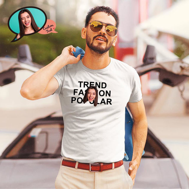 Picture of Custom Photo Short Sleeve T-shirt  - Face Funny Customize T-Shirt for Women and Men