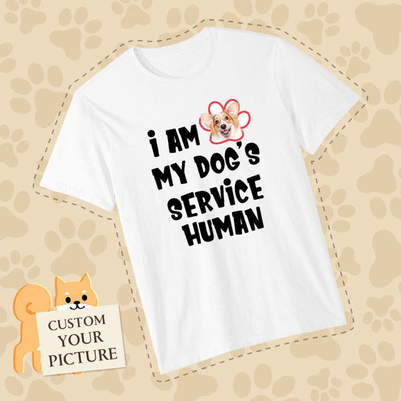 Picture of Custom Photo Short Sleeve T-shirt  - I am Dog's Service Human Pet Lovers T-shirt