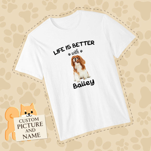 Picture of Custom Photo Short Sleeve T-shirt  - Pet  Lovers T-Shirts Life is Better with Dog