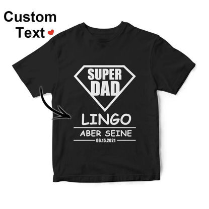Picture of Custom Photo Short Sleeve T-shirt  - Super DAD Funny Cool Father's Day Grandpa Fathers Men T-Shirt