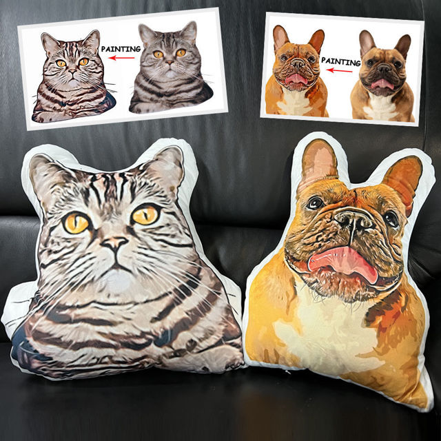 Picture of Custom 3D Cartoon Drawing Pillow｜Personalize With Your Lovely Pet｜Personalize With Your Family and Friends｜Best Gift Idea for Birthday, Thanksgiving, Christmas etc.