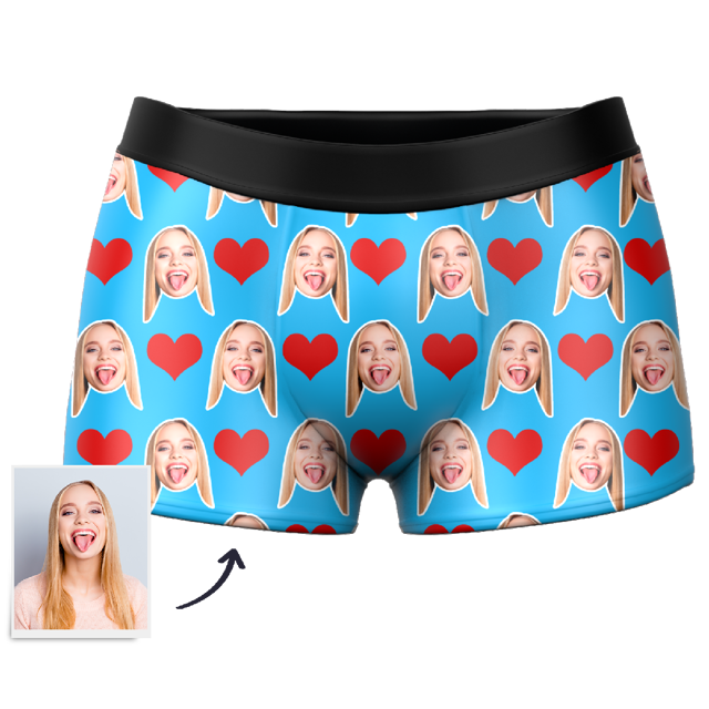 Picture of Custom Men's Heart-shaped Boxer Briefs -  Personalized Funny Photo Face Underwear for Men - Best Gift for Him