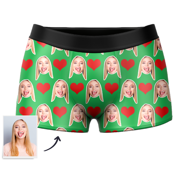 Picture of Custom Men's Heart-shaped Boxer Briefs -  Personalized Funny Photo Face Underwear for Men - Best Gift for Him