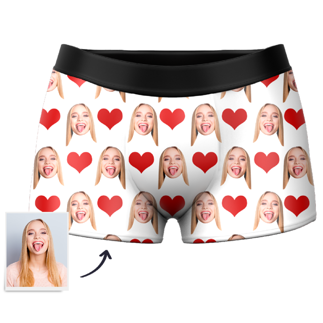 Picture of Custom Men's Heart-shaped Boxer Briefs -  Personalized Funny Photo Face Underwear for Men - Best Gift for Him