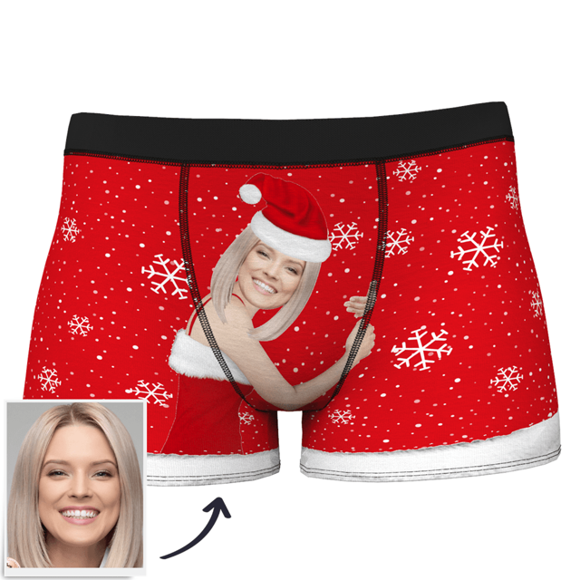 Picture of Custom Men's Christmas Boxer Briefs - Personalized Funny Photo Face Underwear for Men - Best Gift for Him