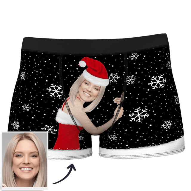 Picture of Custom Men's Christmas Boxer Briefs - Personalized Funny Photo Face Underwear for Men - Best Gift for Him