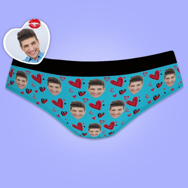 Picture of Custom Women's Panties With Hearts For Gift - Personalized Funny Photo Face Underwear for Women - Best Gift for Her