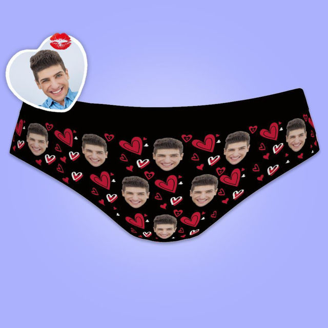 Picture of Custom Women's Panties With Hearts For Gift - Personalized Funny Photo Face Underwear for Women - Best Gift for Her