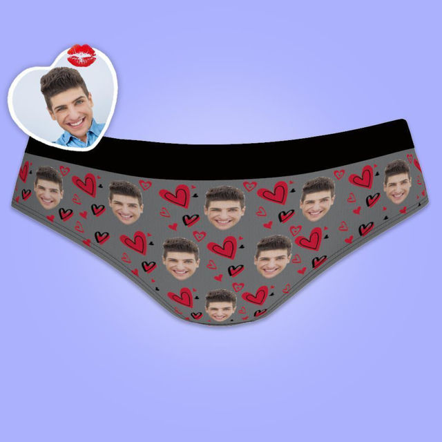 Picture of Custom Women's Panties With Hearts For Gift - Personalized Funny Photo Face Underwear for Women - Best Gift for Her