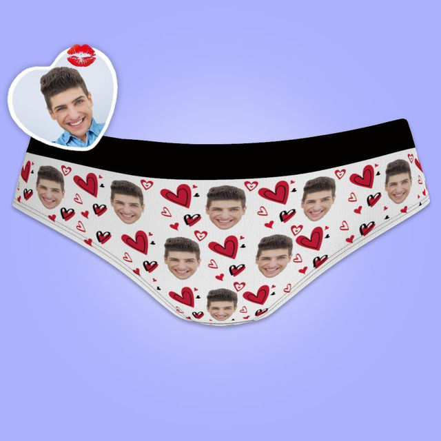 Picture of Custom Women's Panties With Hearts For Gift - Personalized Funny Photo Face Underwear for Women - Best Gift for Her