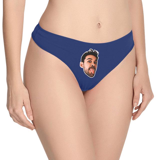 Picture of Custom Solid Solor Thong Sexy - Personalized Funny Photo Face Underwear for Women - Best Gift for Her