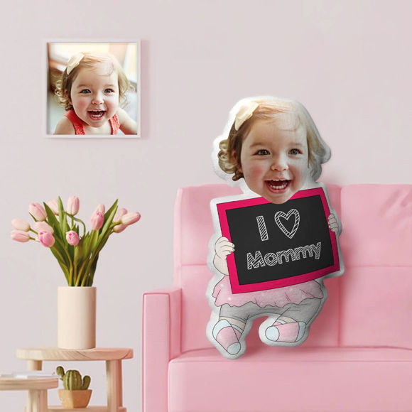 Picture of Custom Mothers Day Gifts I Love Mom Girl Shaped Pillow｜Best Gift Idea for Birthday, Thanksgiving, Christmas etc.