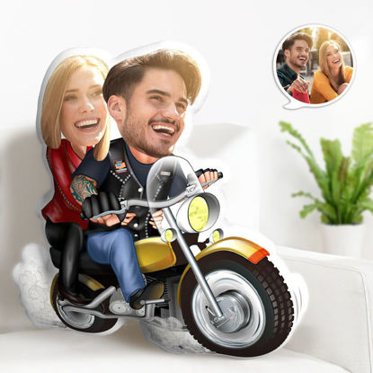 Picture of Custom  Face Motorcycle Couple Throw Pillow Best Gift｜Best Gift Idea for Birthday, Thanksgiving, Christmas etc.