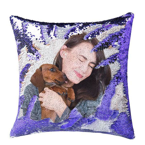 Picture of Custom Sequin Pillow with Favourtie Photo Modena Comfy Cushion｜Best Gift Idea for Birthday, Thanksgiving, Christmas etc.