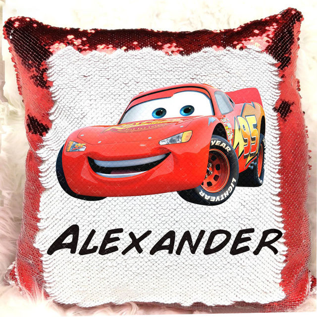 Picture of Magic Cartoon Photo Sequin Pillow With Personalized Name in Various Styles｜Best Gift Idea for Birthday, Thanksgiving, Christmas etc.