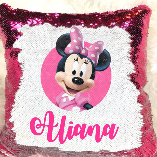 Picture of Magic Cartoon Photo Sequin Pillow With Personalized Name in Various Styles｜Best Gift Idea for Birthday, Thanksgiving, Christmas etc.