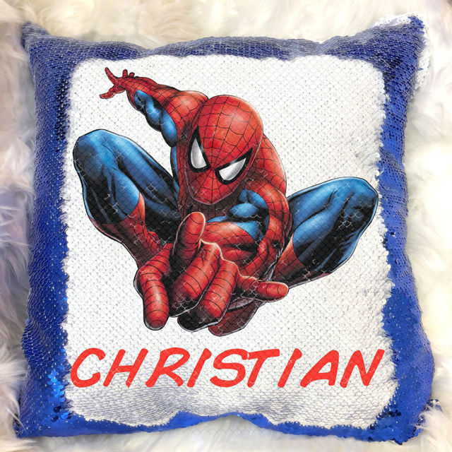 Picture of Magic Cartoon Photo Sequin Pillow With Personalized Name in Various Styles｜Best Gift Idea for Birthday, Thanksgiving, Christmas etc.