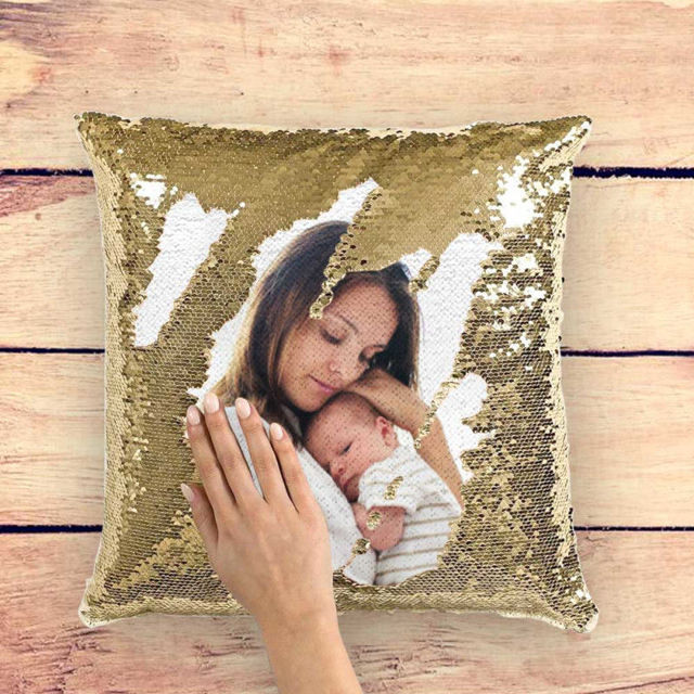 Picture of Personalized Magic Photo Sequin Pillow｜Shiny Gift Idea｜Best Gift Idea for Birthday, Thanksgiving, Christmas etc.