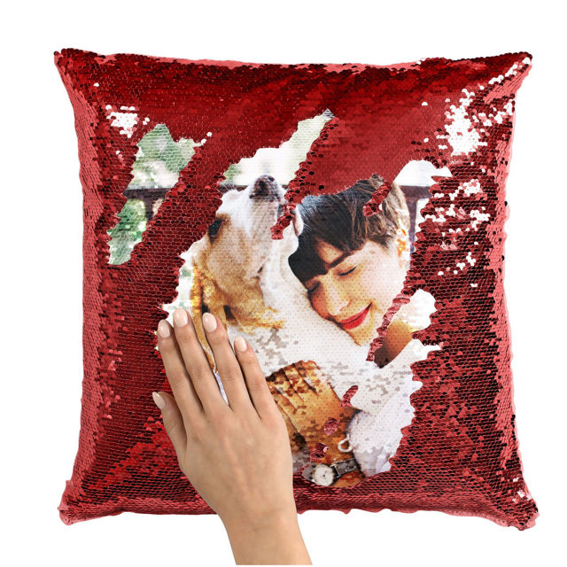 Picture of Personalized Magic Photo Sequin Pillow｜Shiny Gift Idea｜Best Gift Idea for Birthday, Thanksgiving, Christmas etc.