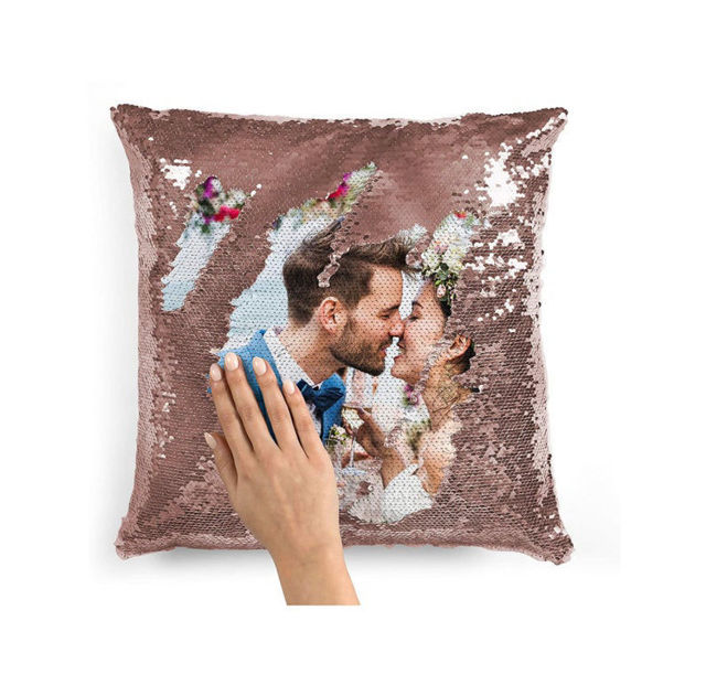 Picture of Personalized Magic Photo Sequin Pillow｜Shiny Gift Idea｜Best Gift Idea for Birthday, Thanksgiving, Christmas etc.