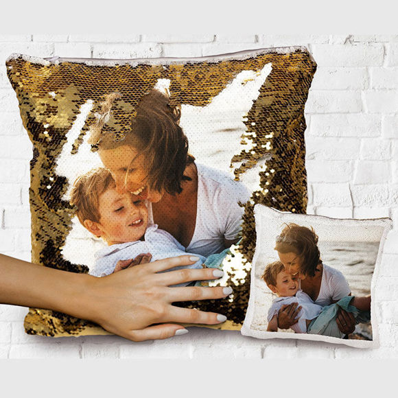 Picture of Personalized Magic Photo Sequin Pillow｜Shiny Gift Idea｜Best Gift Idea for Birthday, Thanksgiving, Christmas etc.