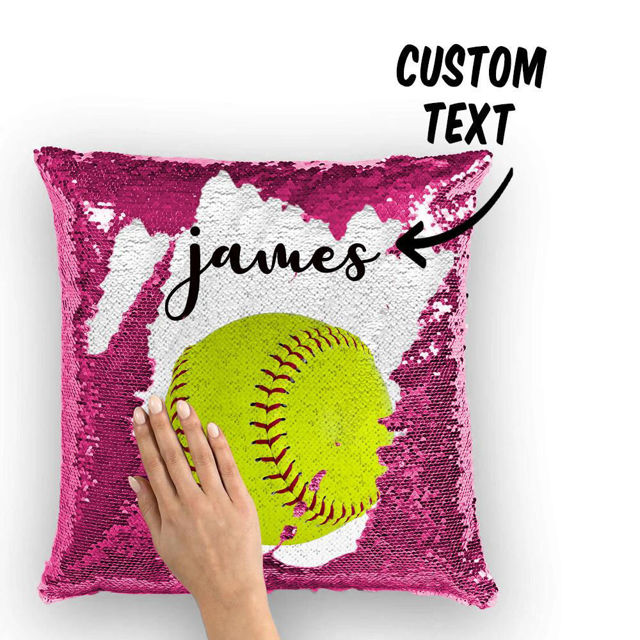 Picture of Personalized Name Magic Baseball Sequin Pillow｜Best Gift Idea for Birthday, Thanksgiving, Christmas etc.