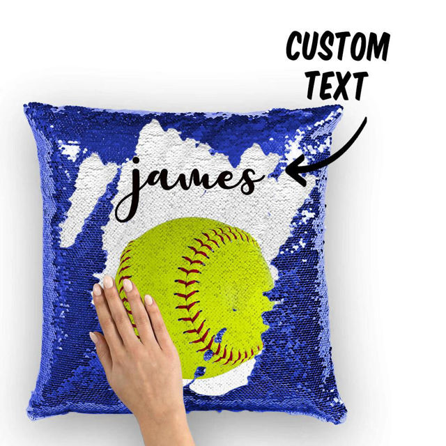 Picture of Personalized Name Magic Baseball Sequin Pillow｜Best Gift Idea for Birthday, Thanksgiving, Christmas etc.