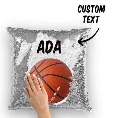 Picture of Personalized Name Magic Baskteball Sequin Pillow | Best Gift Idea for Birthday, Thanksgiving, Christmas etc.