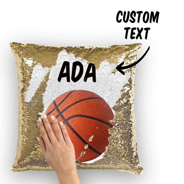 Picture of Personalized Name Magic Baskteball Sequin Pillow | Best Gift Idea for Birthday, Thanksgiving, Christmas etc.