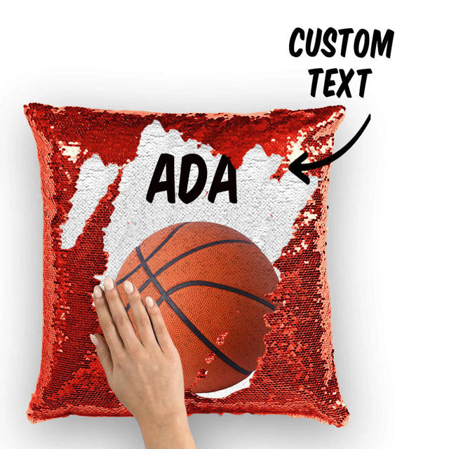 Picture of Personalized Name Magic Baskteball Sequin Pillow | Best Gift Idea for Birthday, Thanksgiving, Christmas etc.