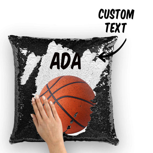 Picture of Personalized Name Magic Baskteball Sequin Pillow | Best Gift Idea for Birthday, Thanksgiving, Christmas etc.