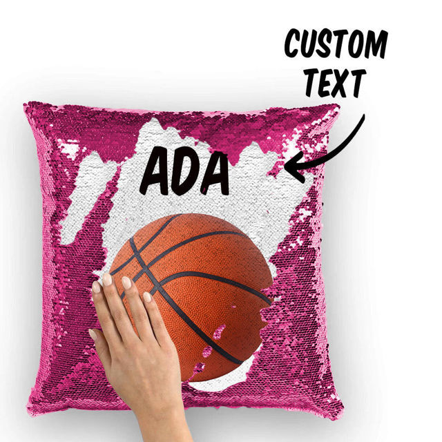 Picture of Personalized Name Magic Baskteball Sequin Pillow | Best Gift Idea for Birthday, Thanksgiving, Christmas etc.