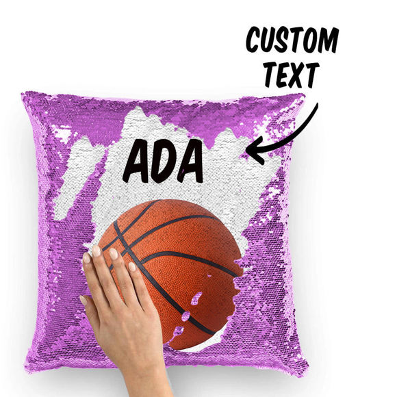 Picture of Personalized Name Magic Baskteball Sequin Pillow | Best Gift Idea for Birthday, Thanksgiving, Christmas etc.