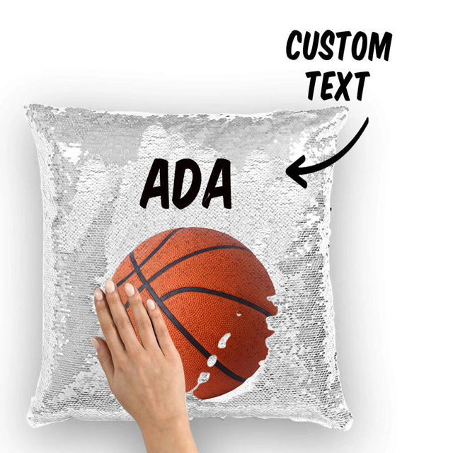 Picture of Personalized Name Magic Baskteball Sequin Pillow | Best Gift Idea for Birthday, Thanksgiving, Christmas etc.