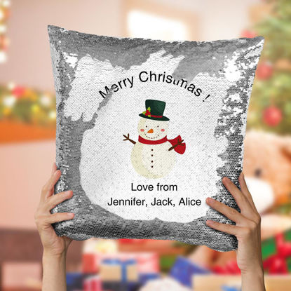 Picture of Custom Sequin Pillow with Favourtie Photo Comfy Cushion Merry Christmas | Best Gift Idea for Birthday, Thanksgiving, Christmas etc.