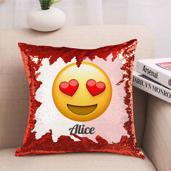 Picture of Personalized Funny Emoji Magic Photo Sequin Pillow | Custom Sequin Pillow | Best Gift Idea for Birthday, Thanksgiving, Christmas etc.