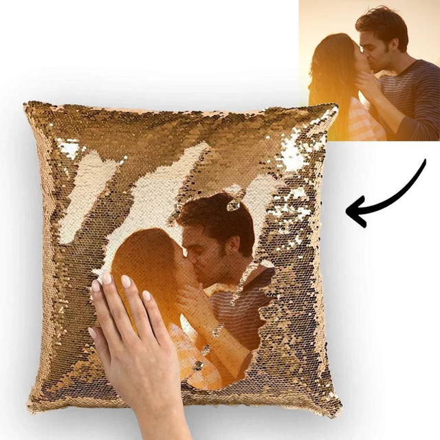 Picture of Personalized Magic Photo Sequin Pillow | Anniversary Gift | Best Gift Idea for Birthday, Thanksgiving, Christmas etc.