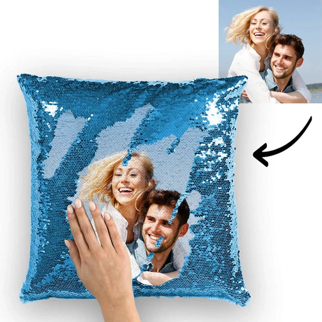 Picture of Personalized Magic Photo Sequin Pillow | Anniversary Gift | Best Gift Idea for Birthday, Thanksgiving, Christmas etc.